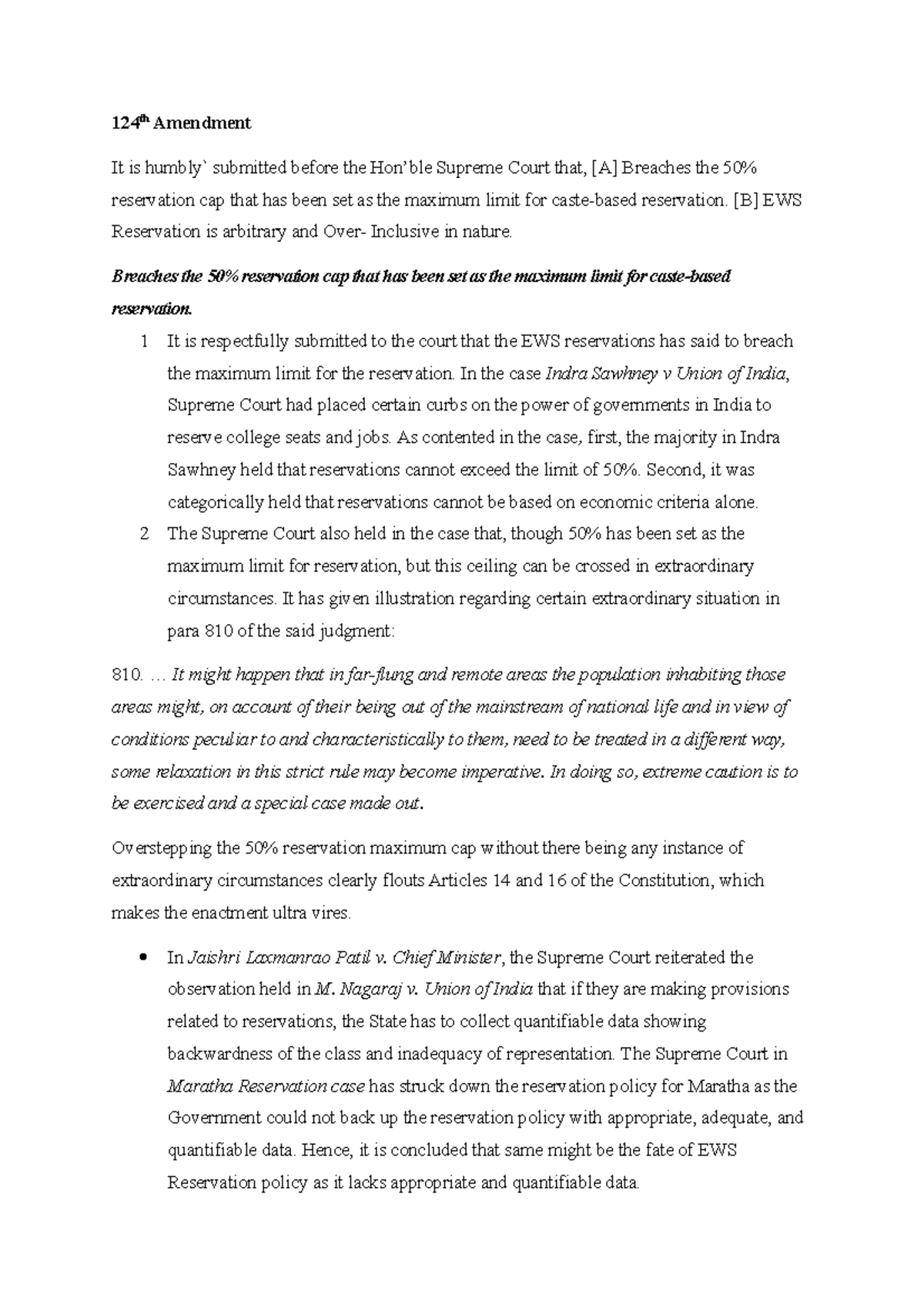 124th Amendment - 124 th Amendment It is humbly` submitted before the ...