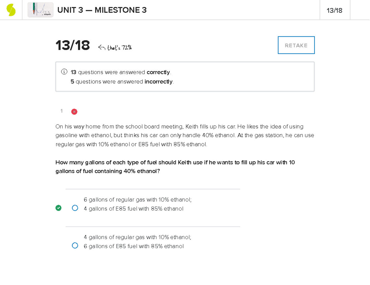 Sophia College Algebra Milestone 3 - 1 13 / 18 That's 72% RETAKE 13 ...