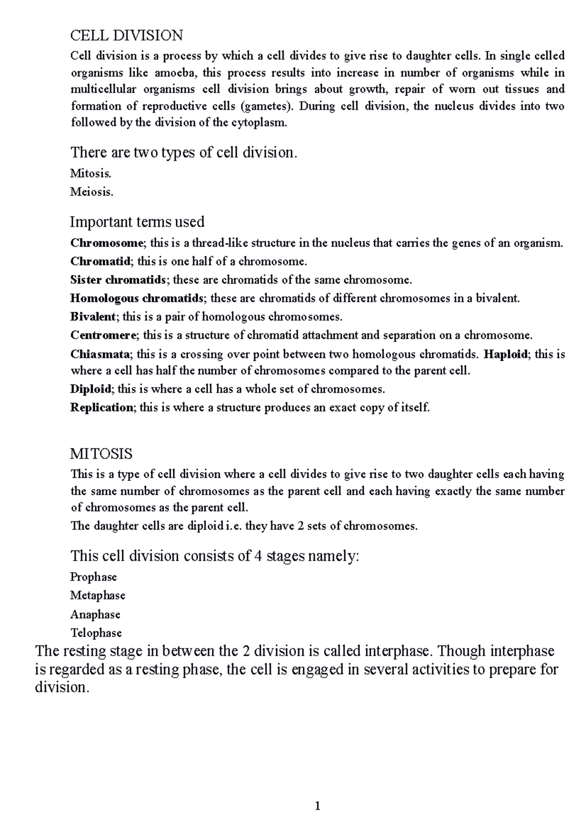 Cell Division - Copy - CELL DIVISION Cell division is a process by ...