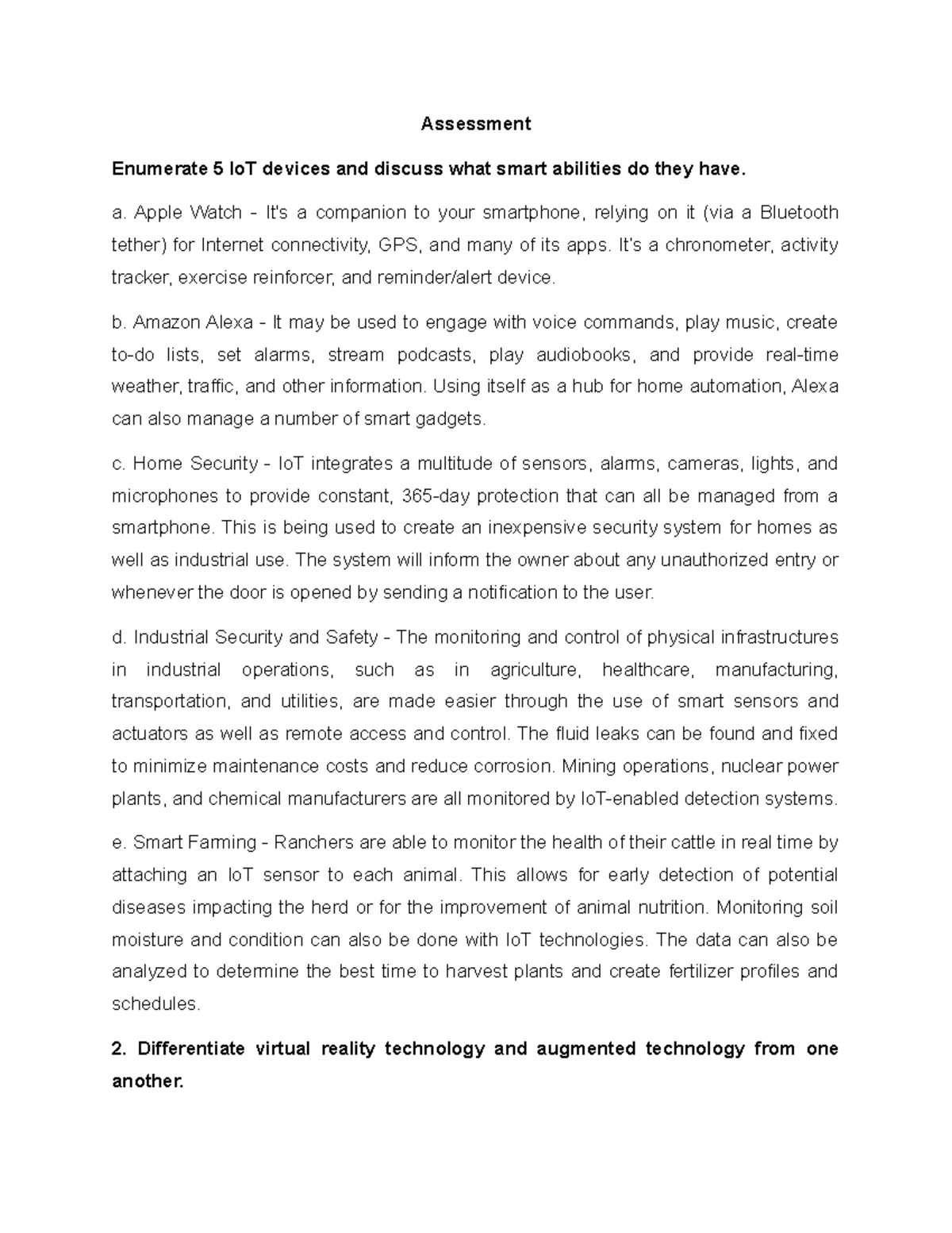 Module 6 Activity Living in IT Era Assessment Enumerate 5 IoT