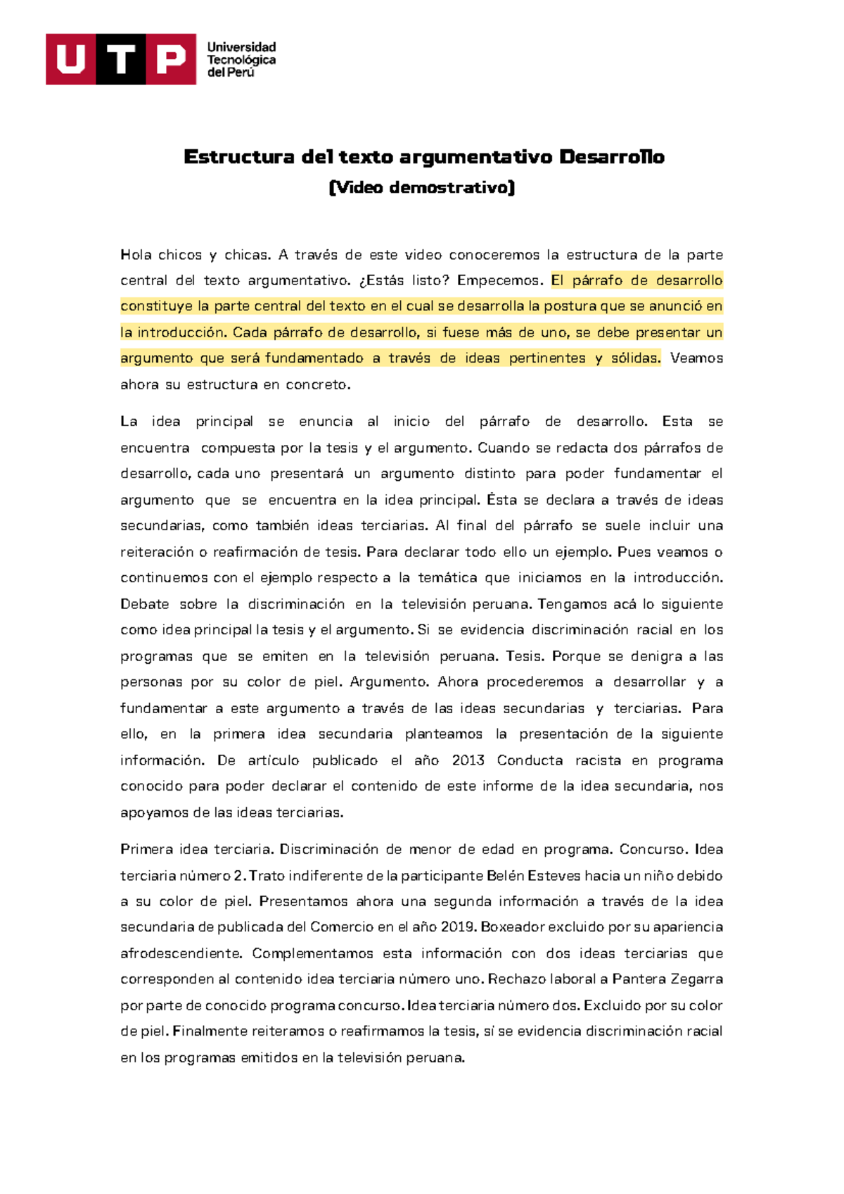 T Estructura Del Texto Argumentativo Desarrollo Crt Estructura Del Texto Argumentativo