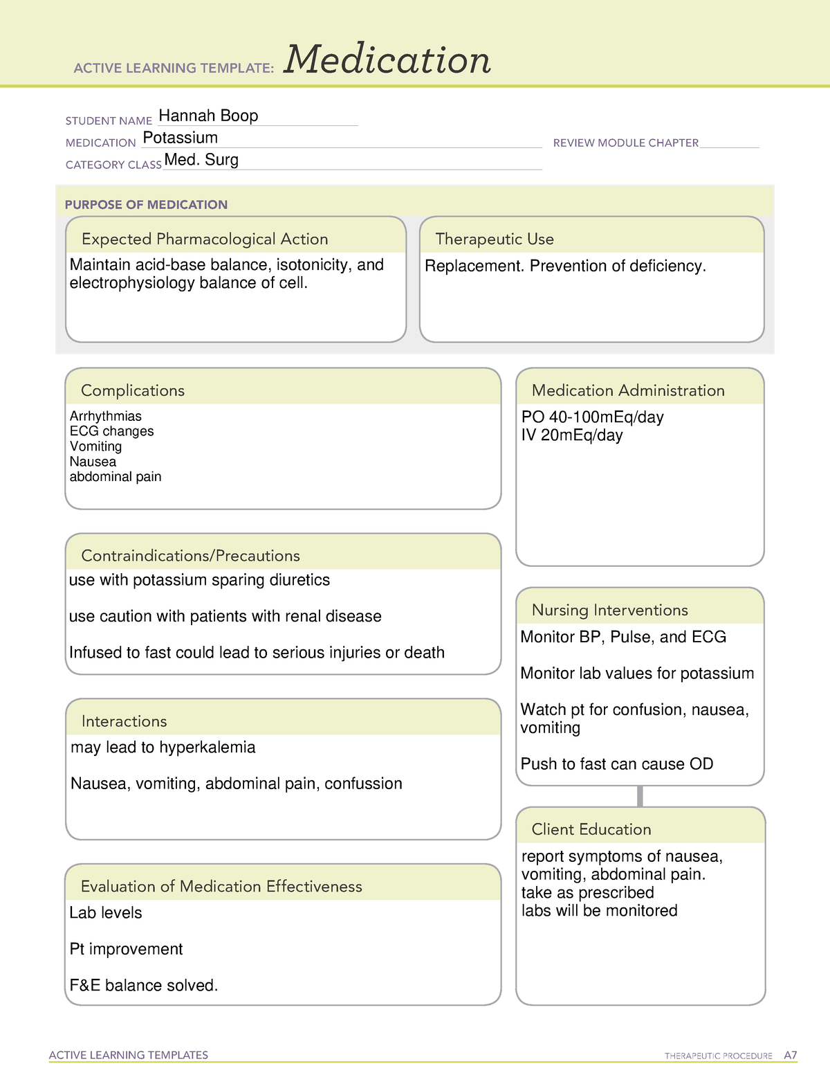 ATI medication template ACTIVE LEARNING TEMPLATES THERAPEUTIC