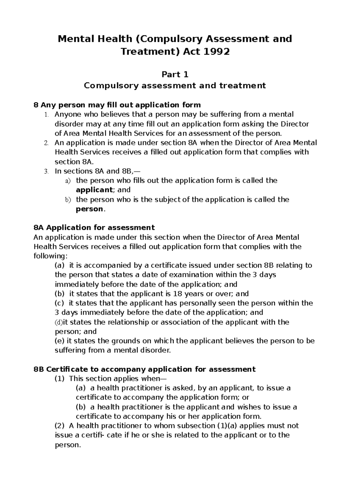 mental health act social work essay