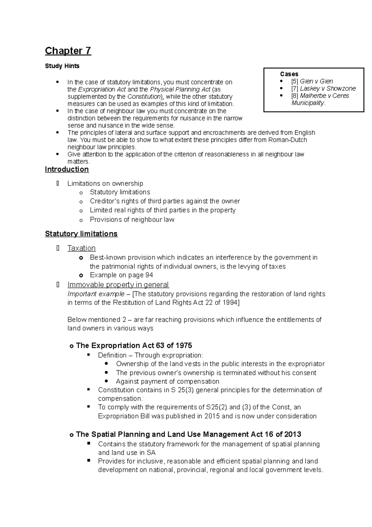 Chapter 7 - Chapter 7 Study Hints In the case of statutory limitations ...