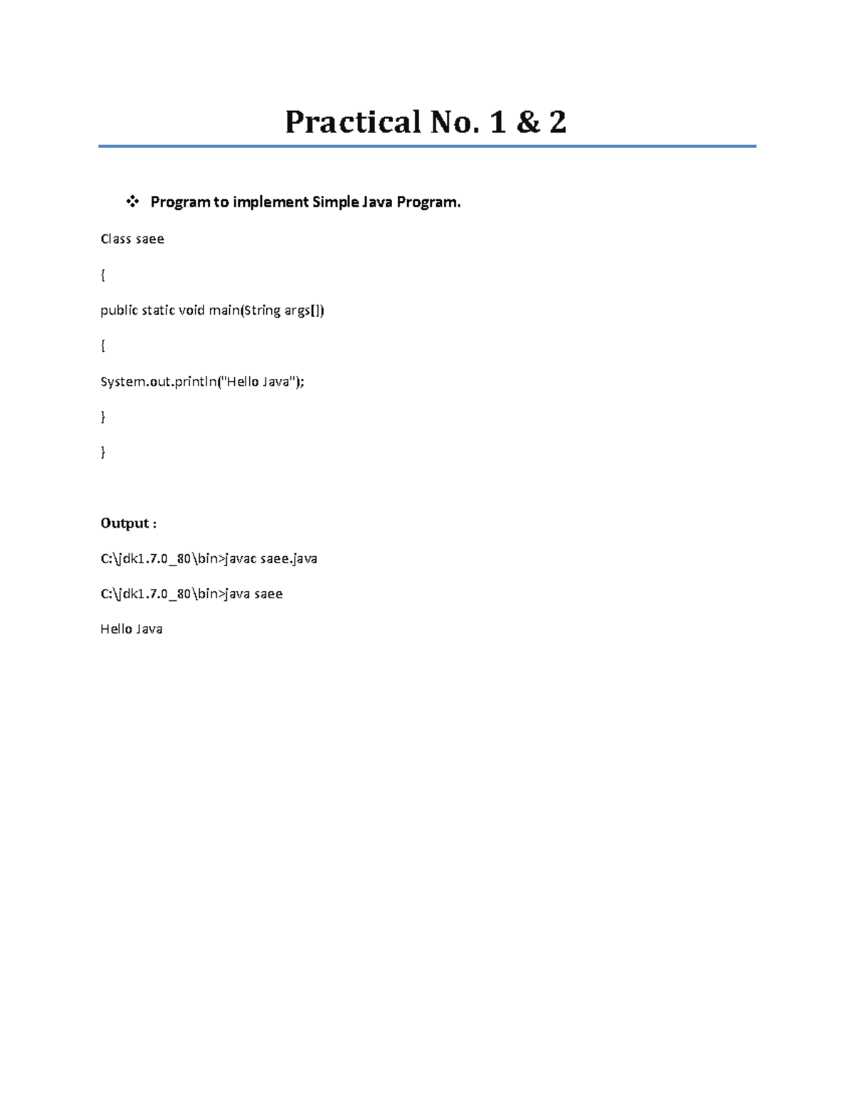 Java prac 1-3 - This pdf is about java programming manual practical no ...