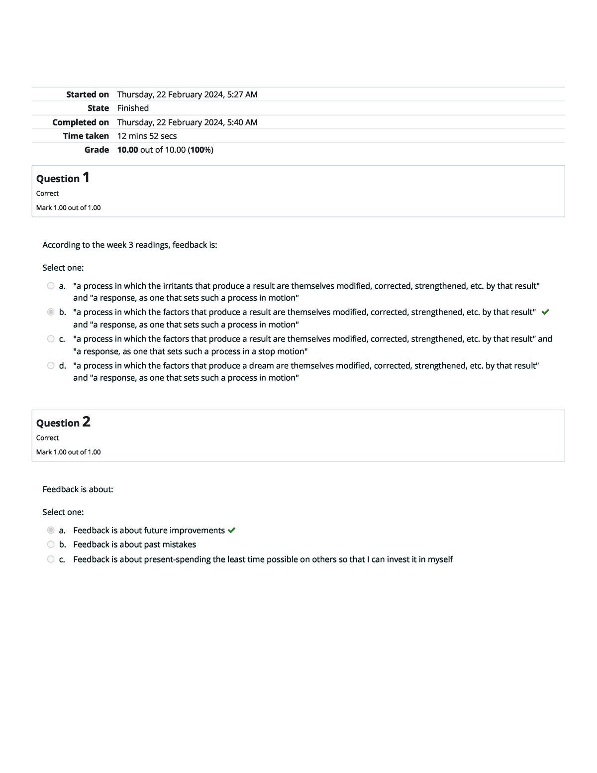 Self-Quiz Unit 4 Attempt Review - Started On Thursday, 22 February 2024 ...