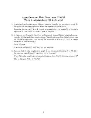 Tutorial Week 7 - Algorithms and Data Structures 2016/ Week 7 tutorial ...