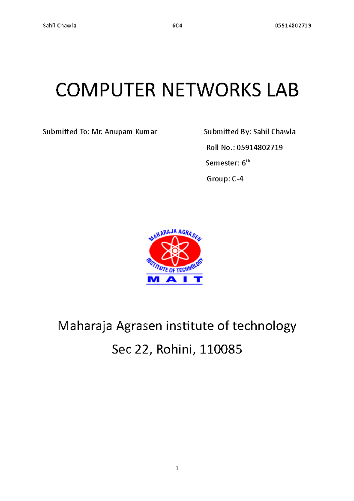 CN Lab file - CN complete lab file - COMPUTER NETWORKS LAB Submitted To ...