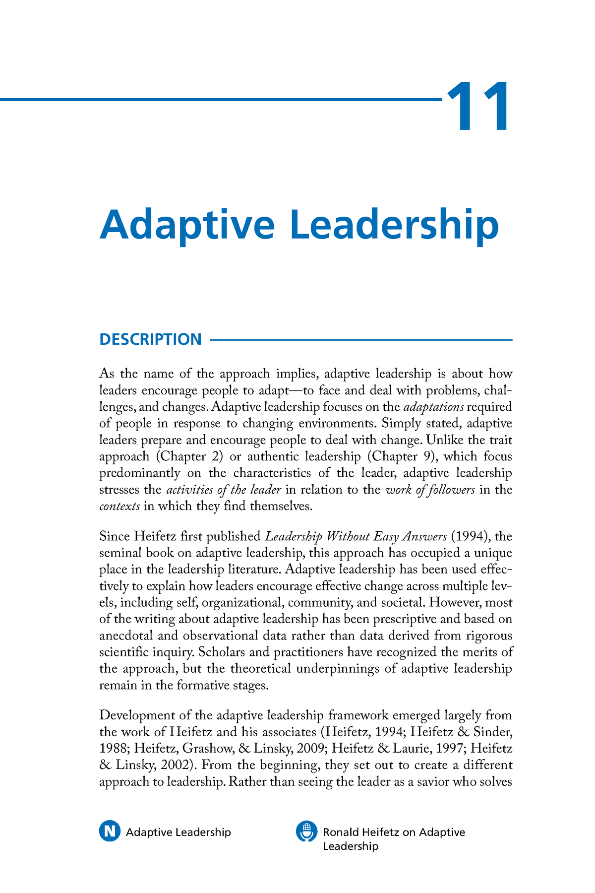 Chapter 11 - Adaptive Leadership - 11 Adaptive Leadership DESCRIPTION ...