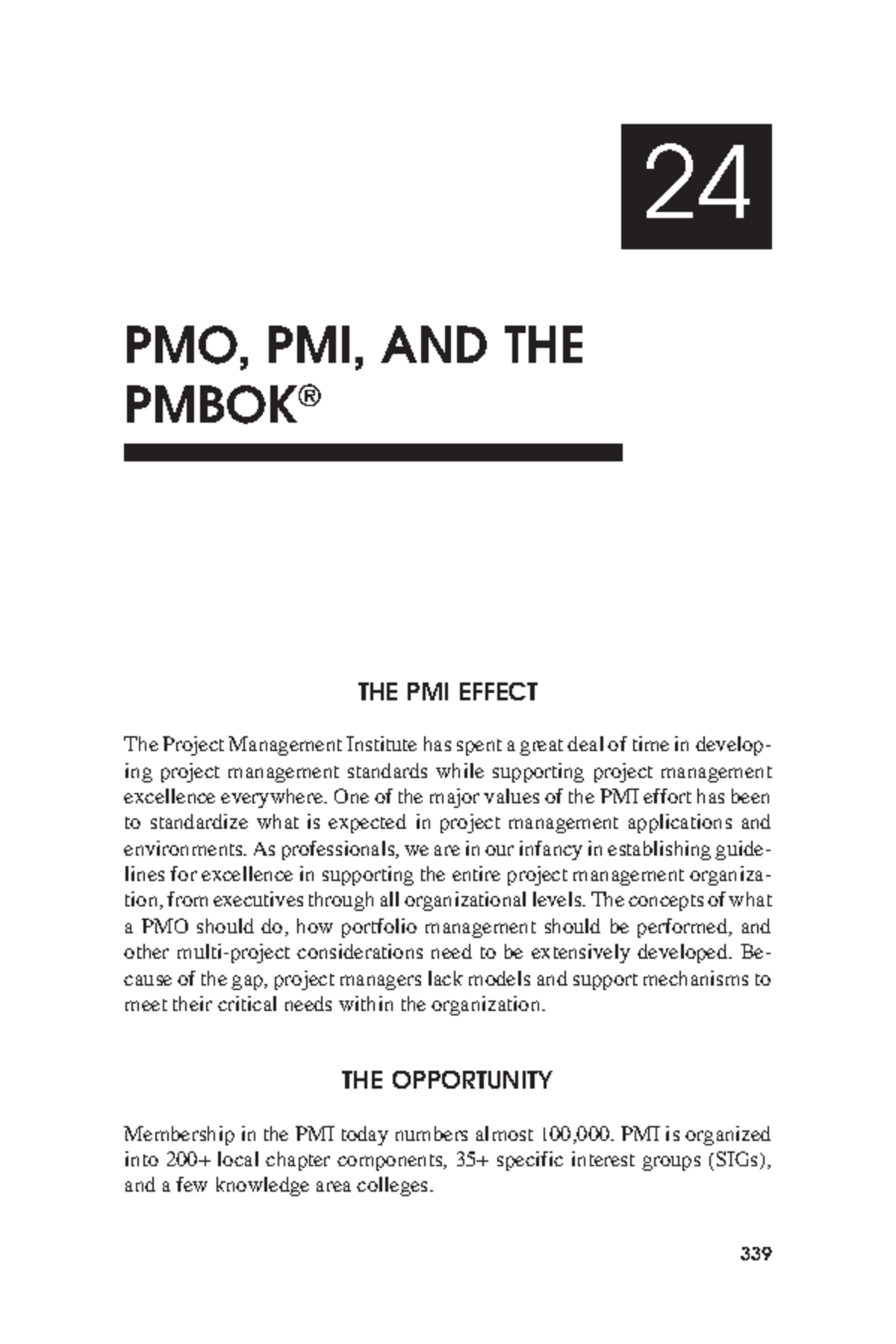Chapter 24 - PMO, PMI, and the Pmbok - 24 PMO, PMI, AND THE PMBOK® THE ...
