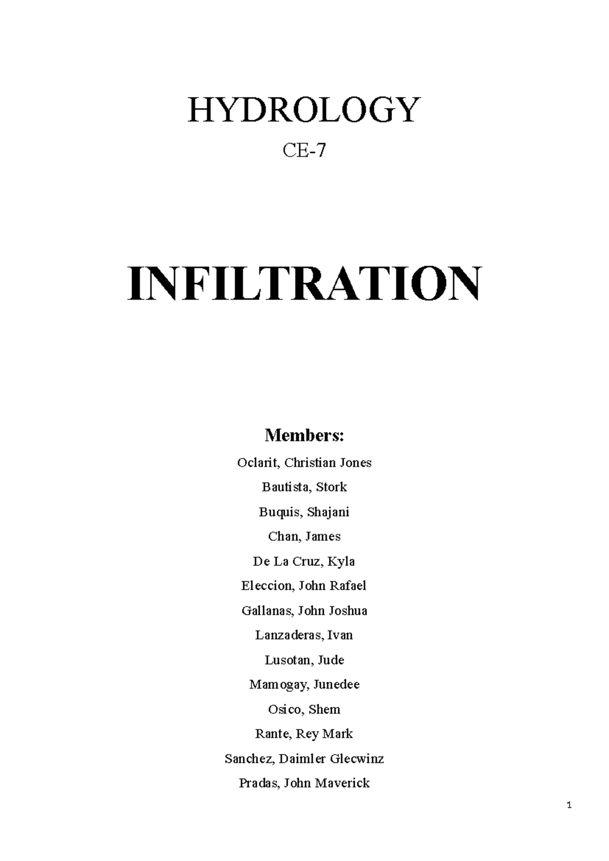 Hydrology Infiltration Summary Report Auto Recovered - HYDROLOGY CE ...