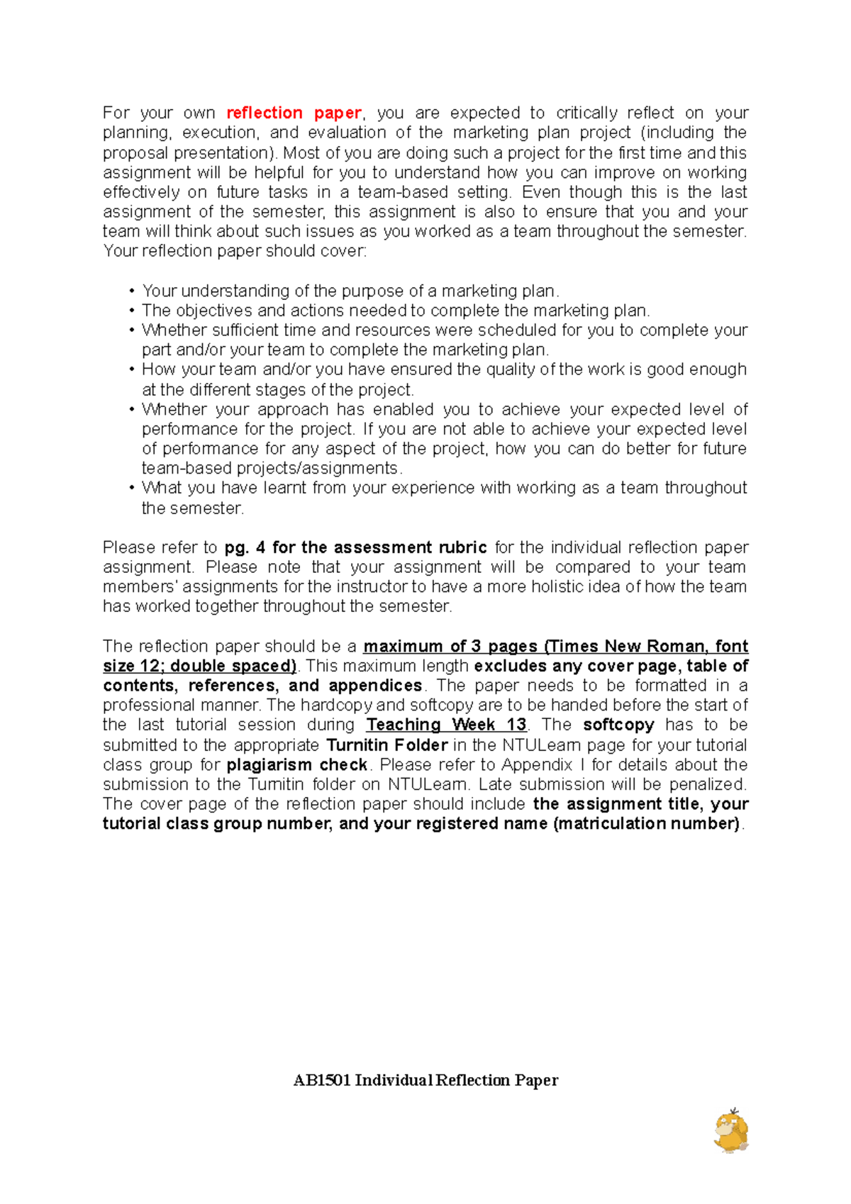 AB1501 Individual Paper - For your own reflection paper , you are ...
