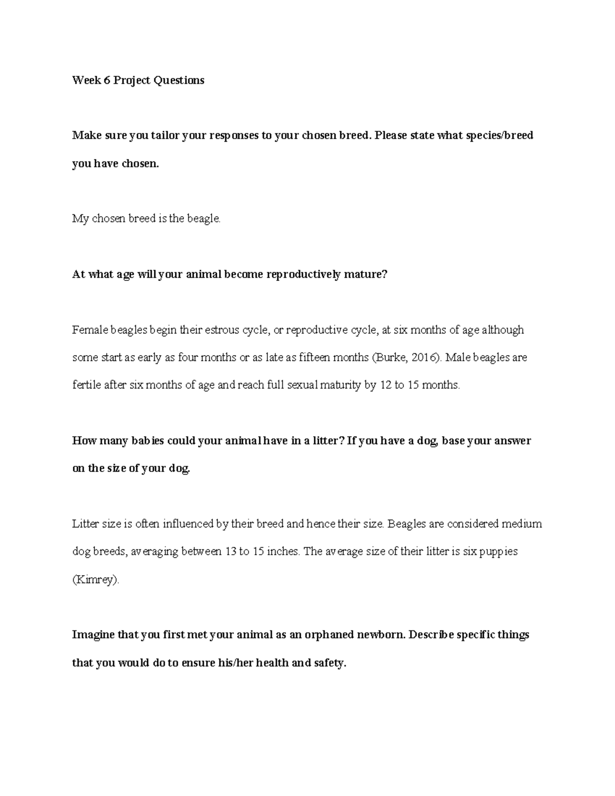 Week 6 Project Questions Week 6 Project Questions Make sure you