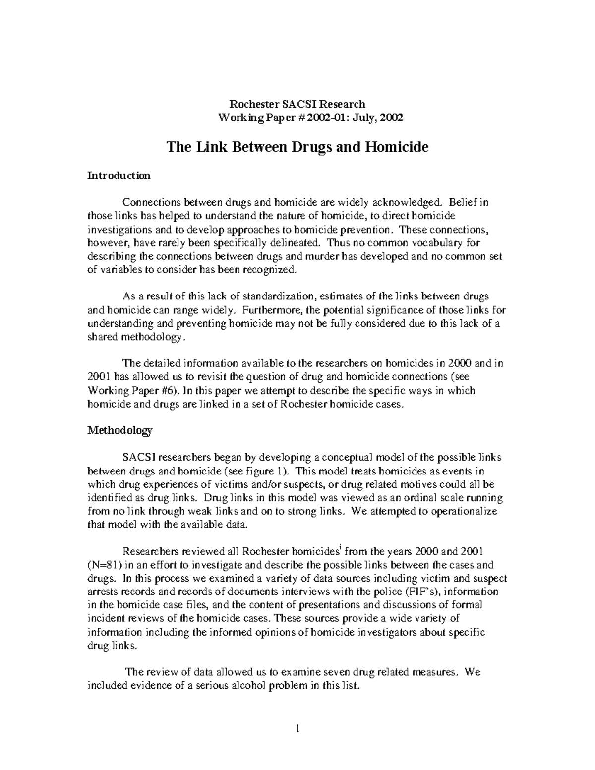 Drugs - Notes theories - Rochester SACSI Research Working Paper # 2002 ...