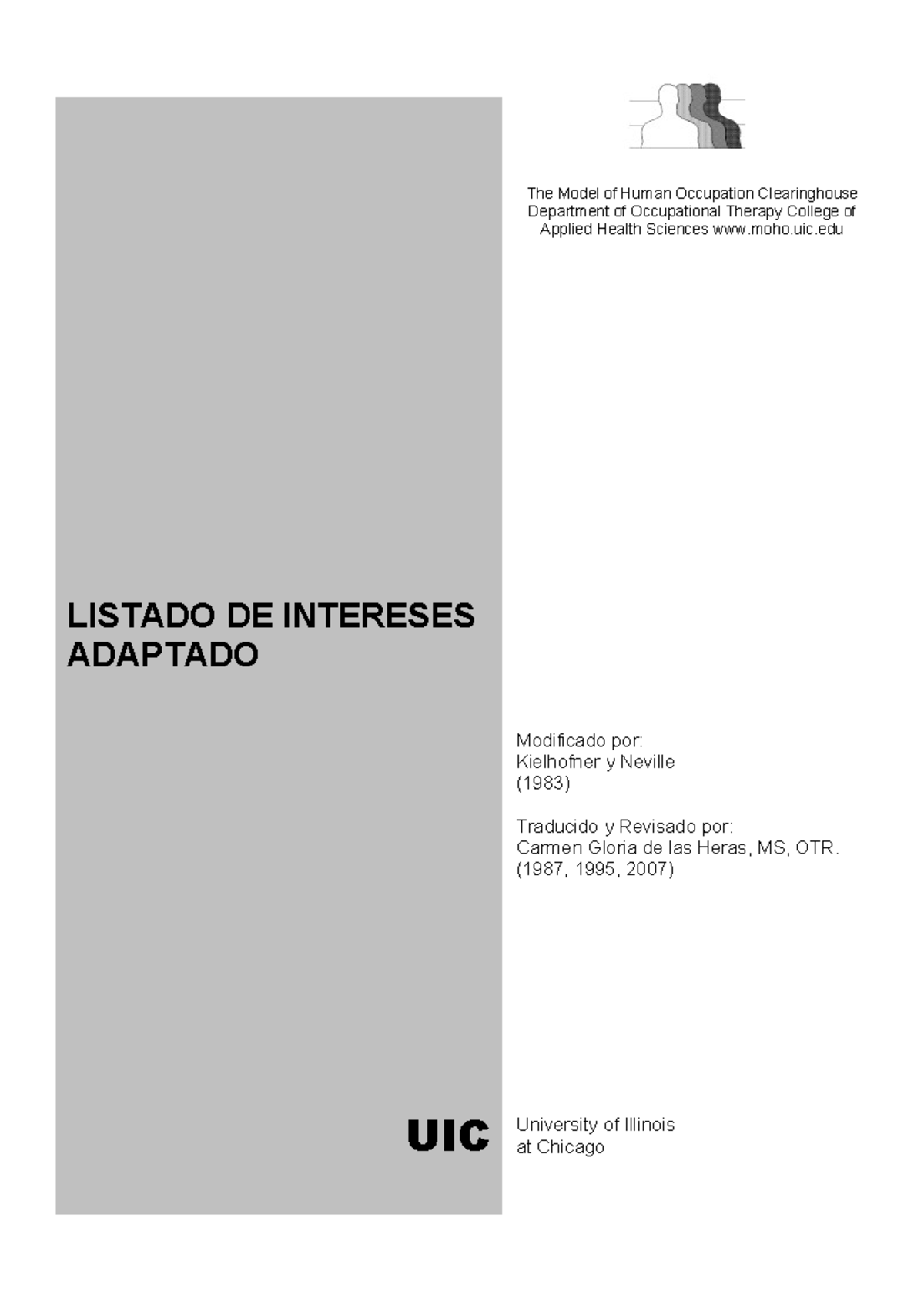 Spanish Interest Checklist - The Model of Human Occupation ...