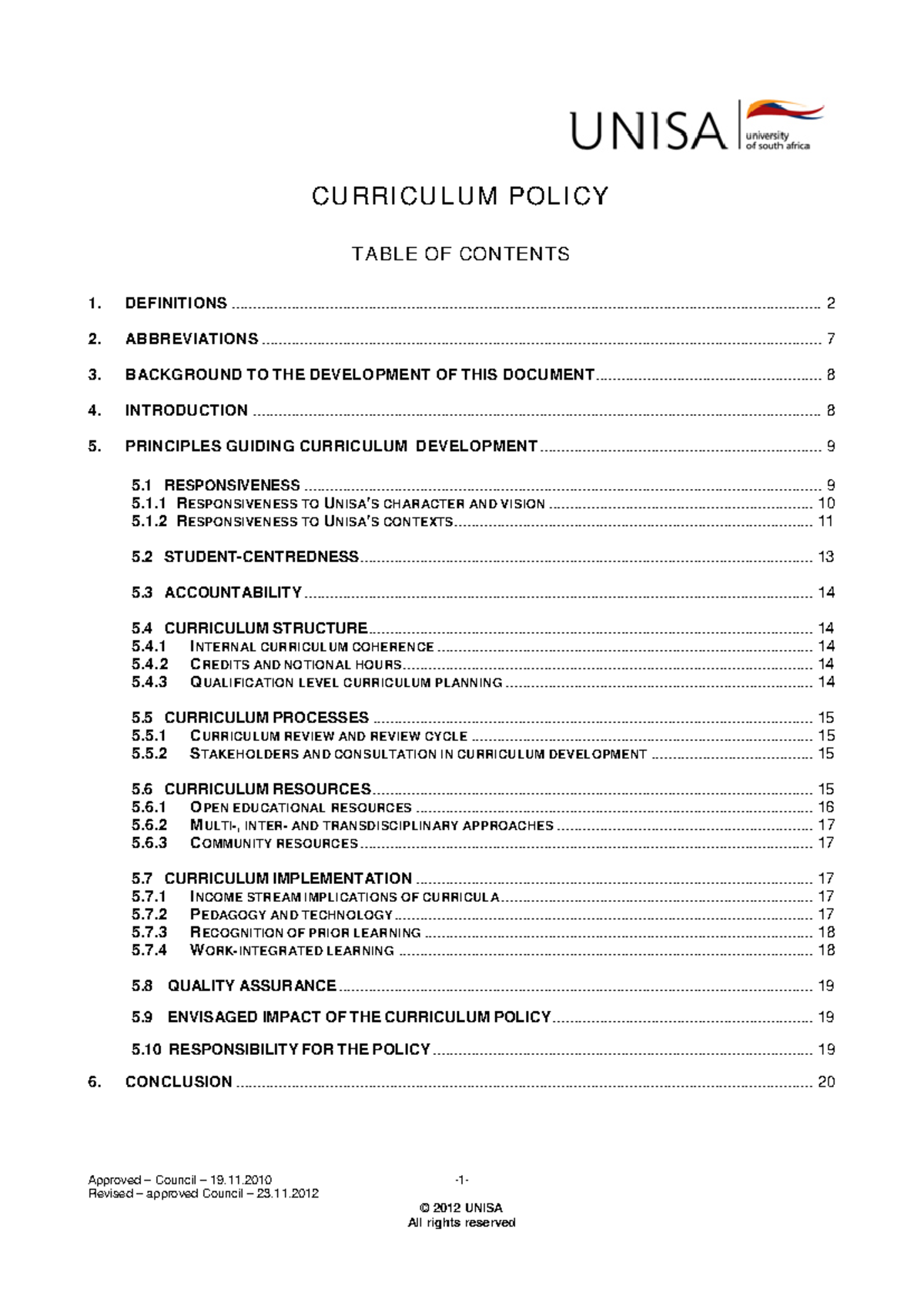 Curriculum Policy - appr Council - 19 11 2010 - rev appr Council - 23 ...