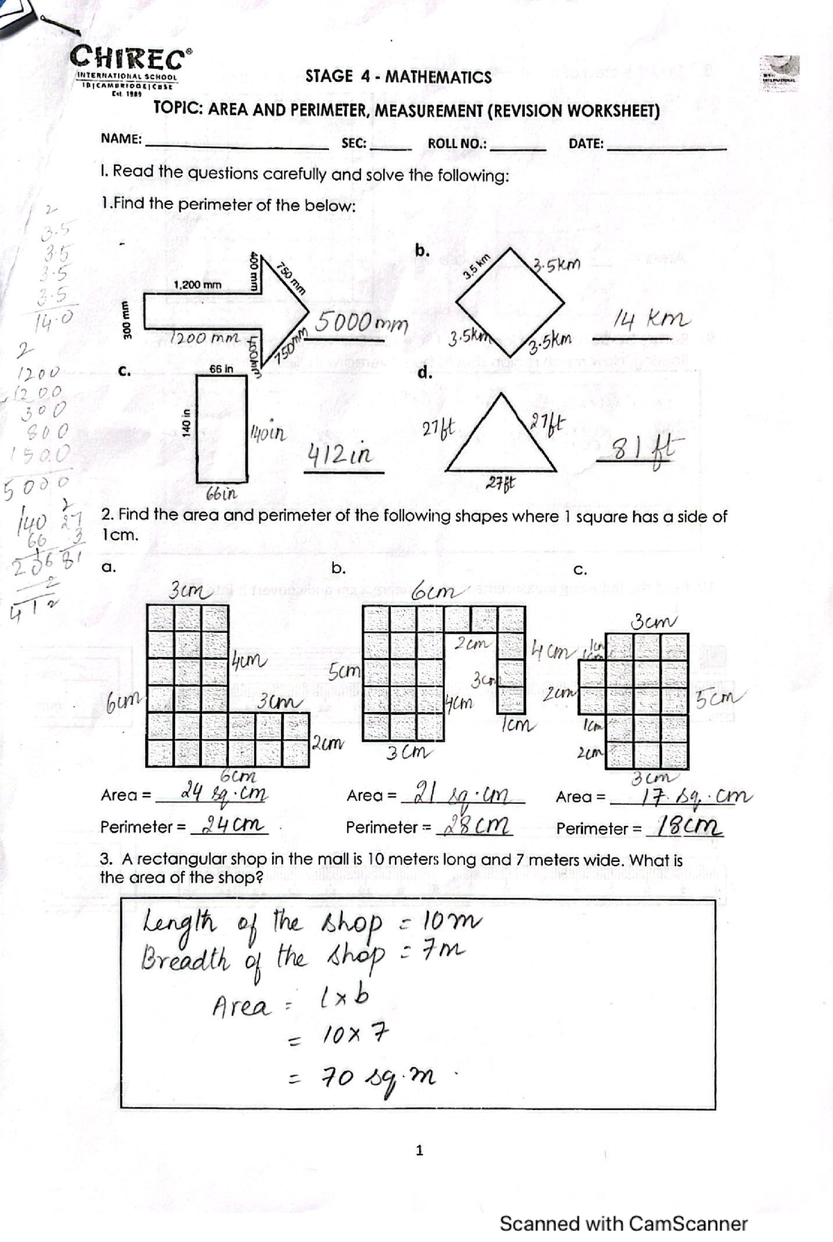 6.Area And Perimeter; Measurement - Fundamentals Of Mathematics - Studocu