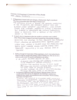 108Pre Lab - CHEM 1215 - Studocu