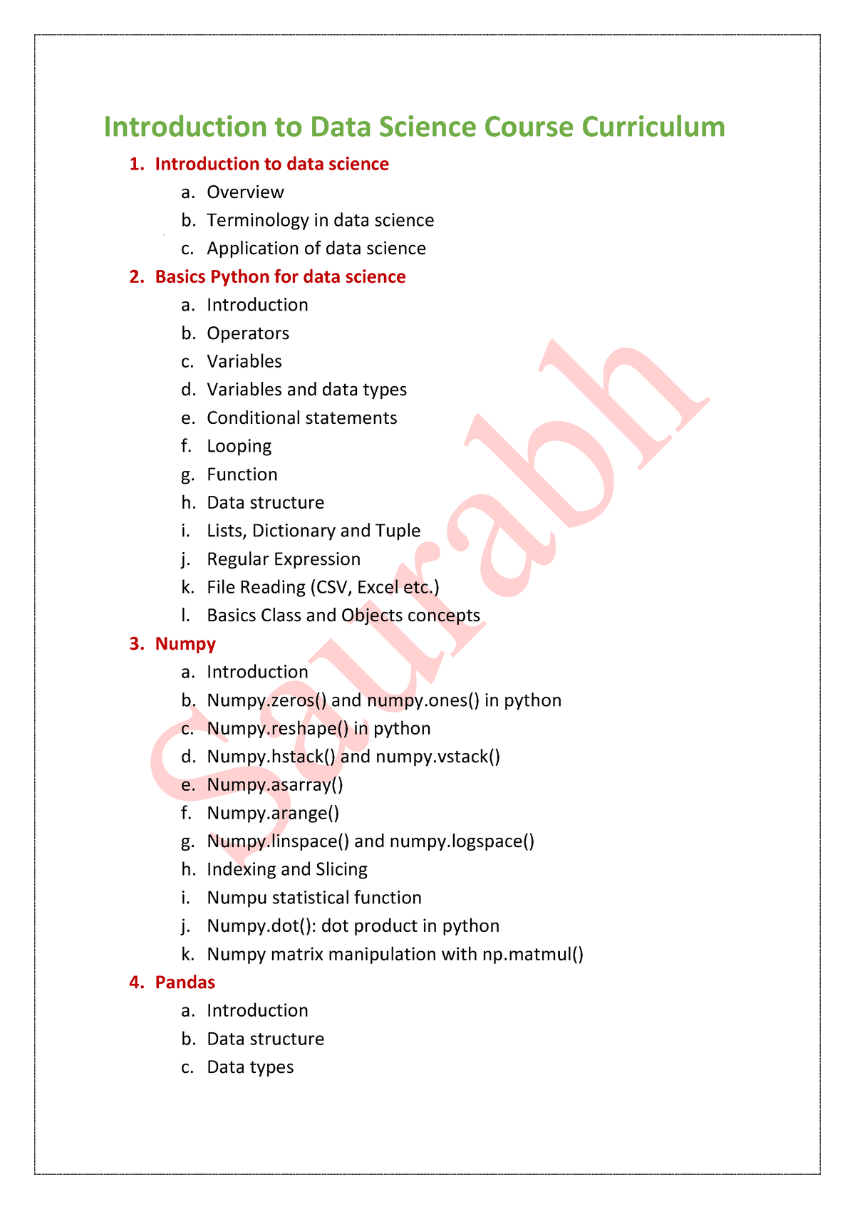 Data Science Full Syllabus Introduction To Data Science Course 