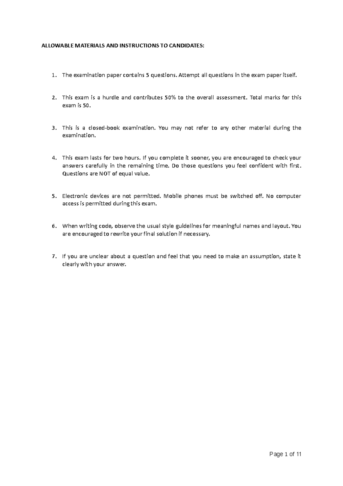 Sample/practice exam 2014, questions - ALLOWABLE MATERIALS AND ...