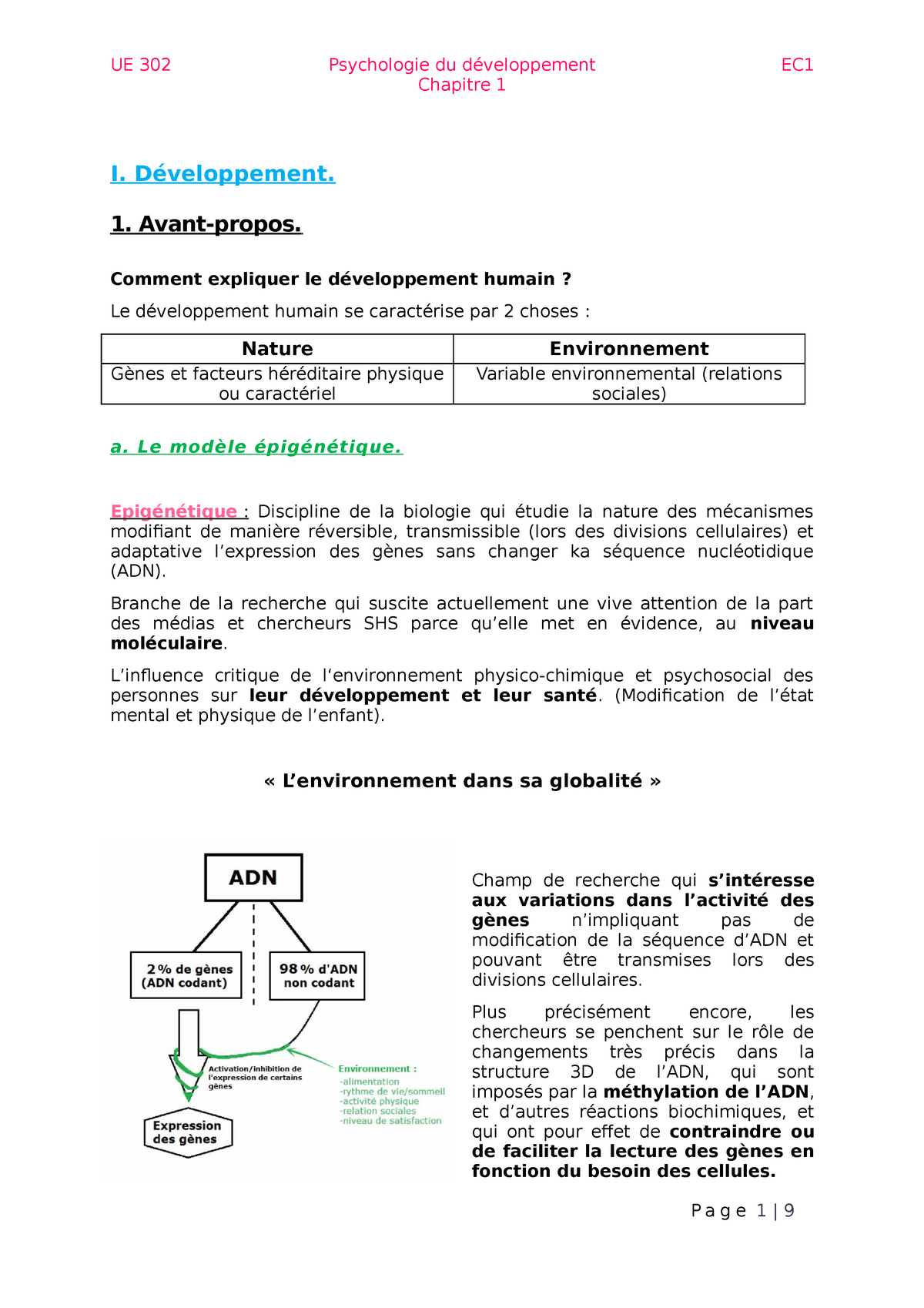 Psychologie Du Développement L2 Développement Chapitre 1 I Développement 1 Avant Propos 