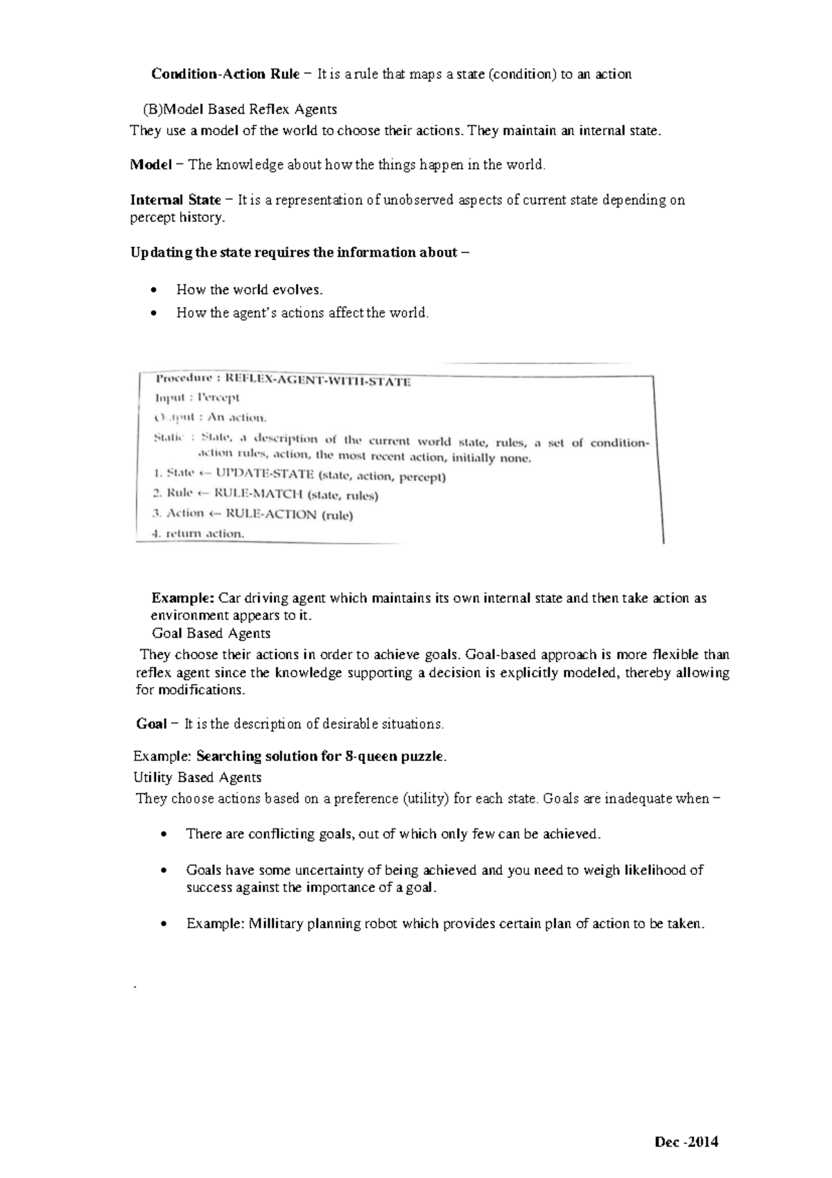 Uplo-5 - material - Condition-Action Rule − It is a rule that maps a ...