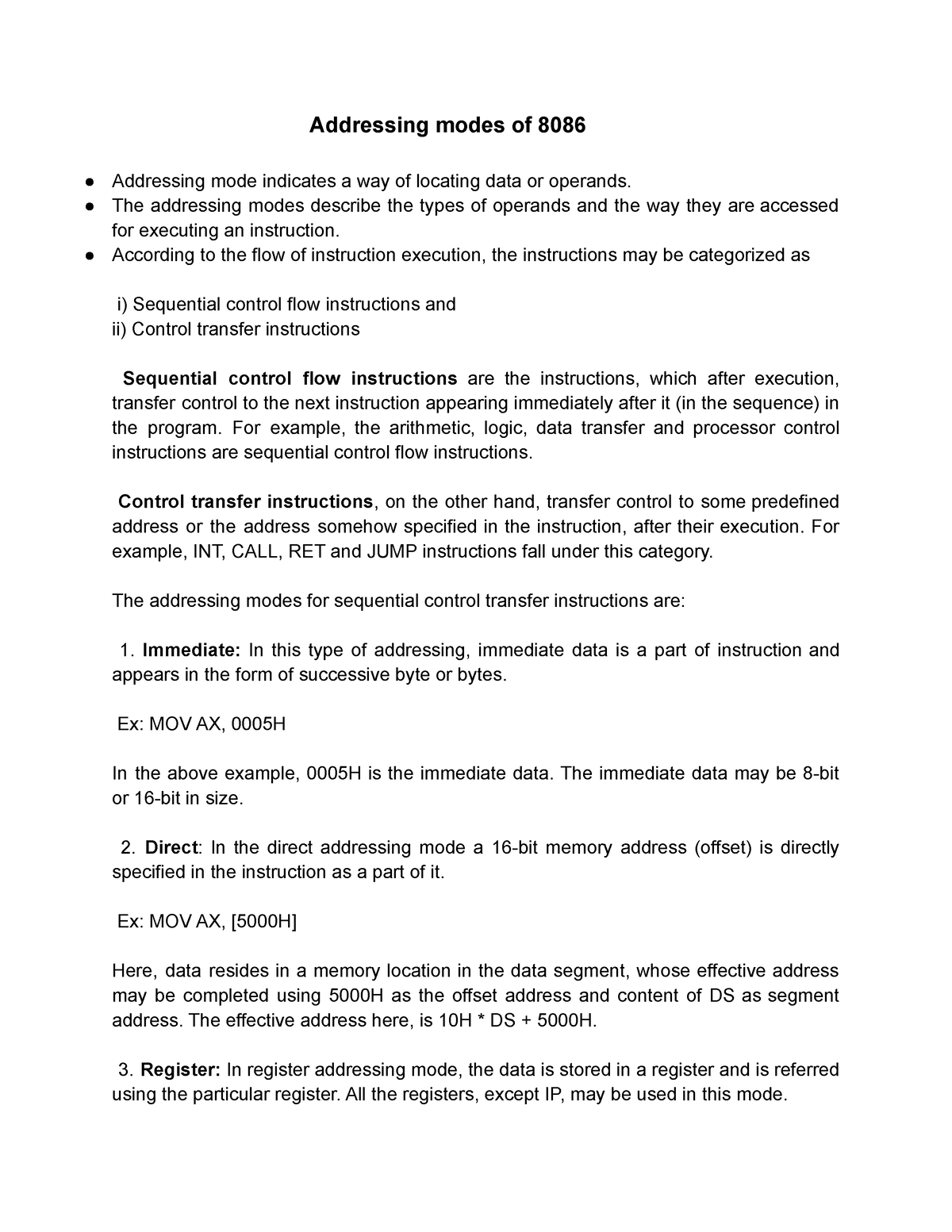 Addressing modes of 8086 Addressing modes of 8086 Addressing mode