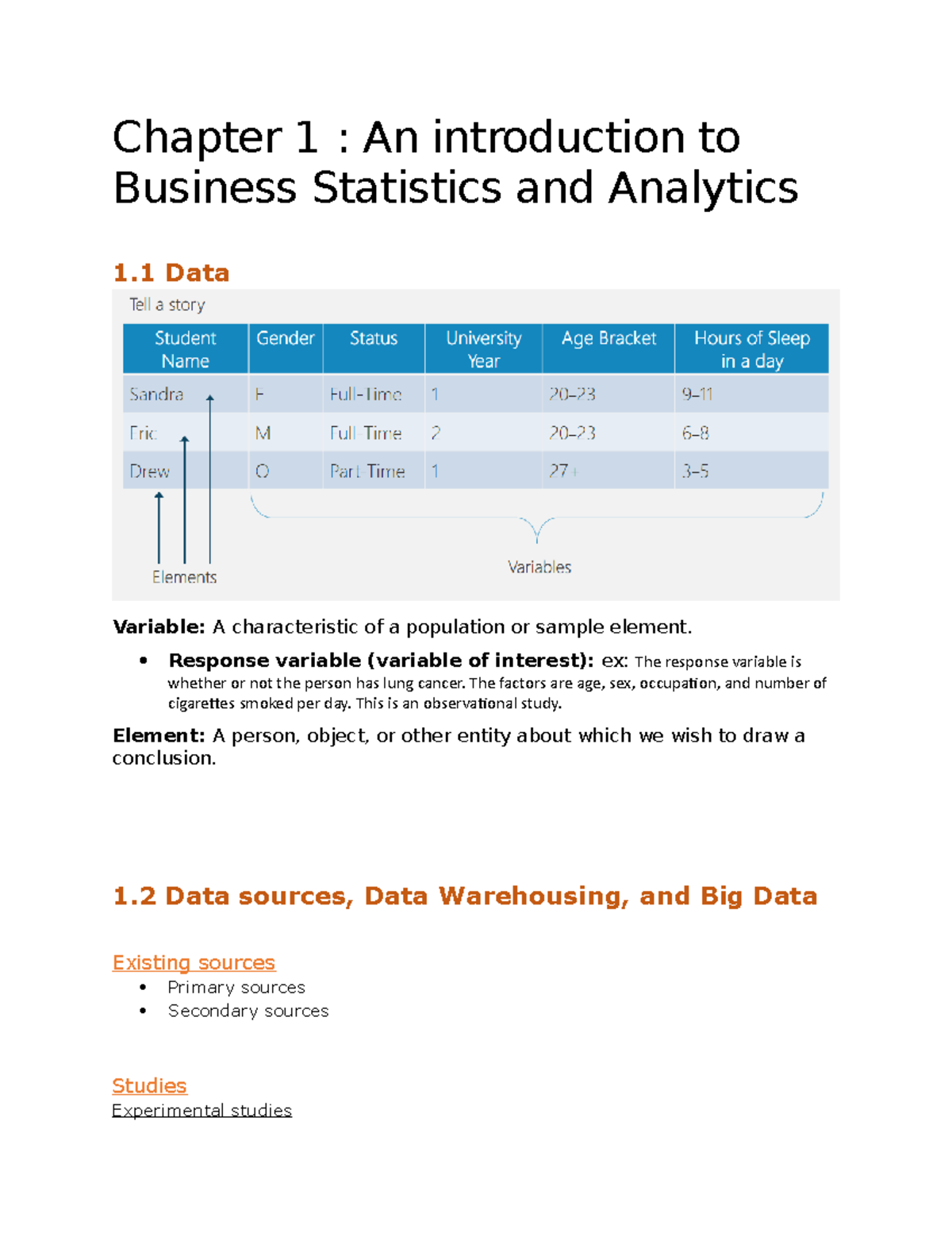 Chapter 1 - An introduction to Business Statistics and Analytics ...