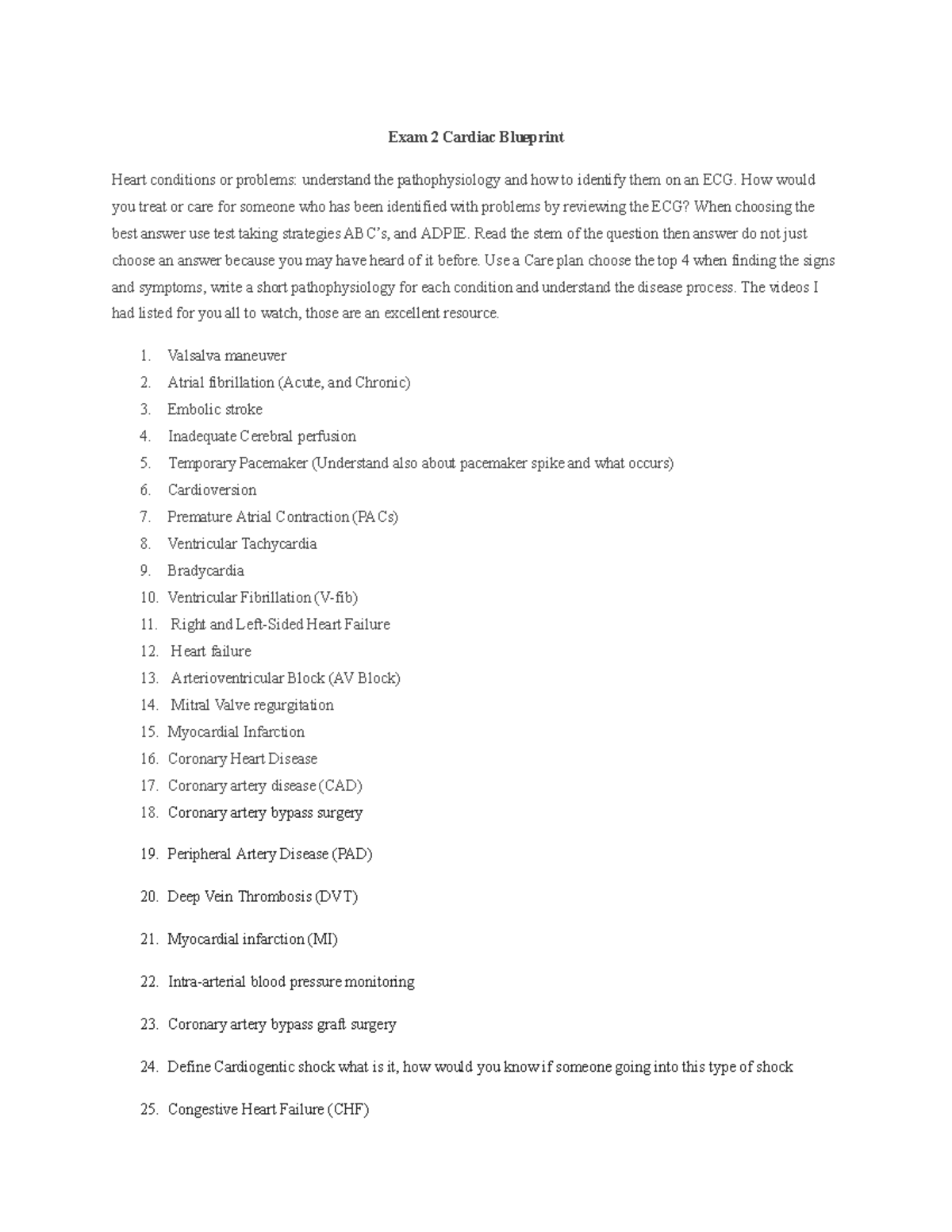 Exam 2 Cardiac Blueprint - Google Docs - Exam 2 Cardiac Blueprint Heart ...