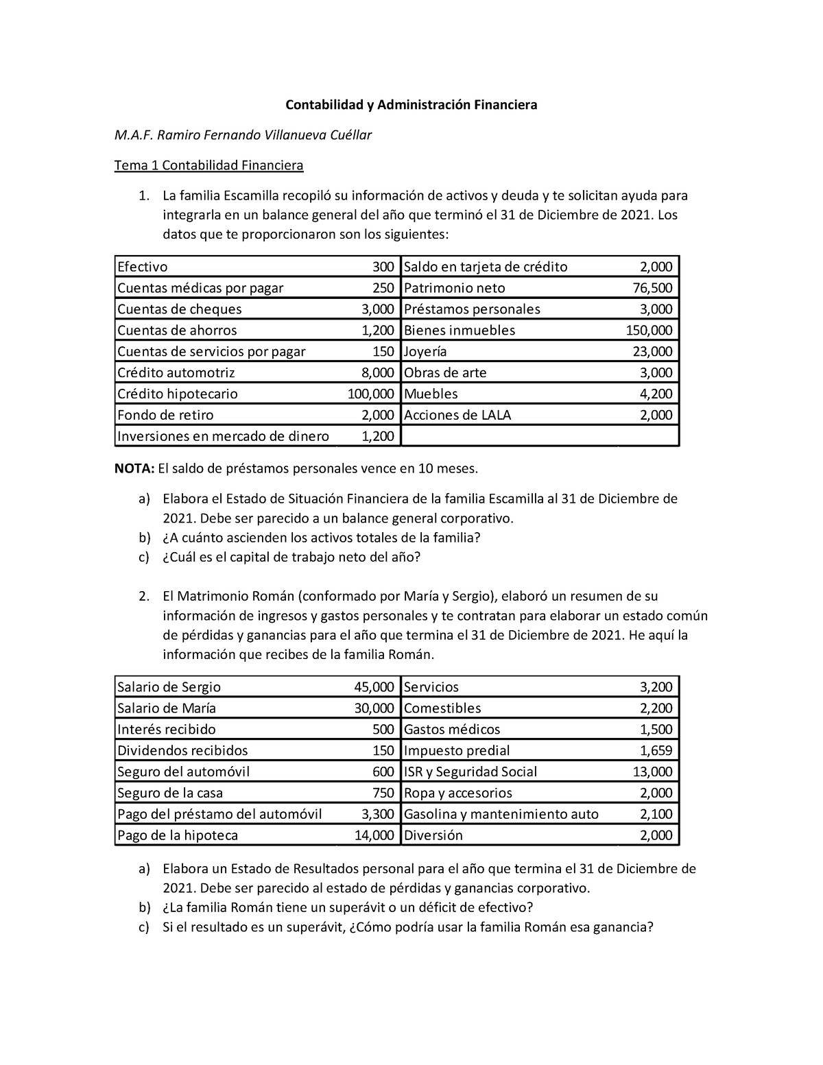 Ejercicio Sesión 1 Temas 1 Y 2 Contabilidad Y Administración