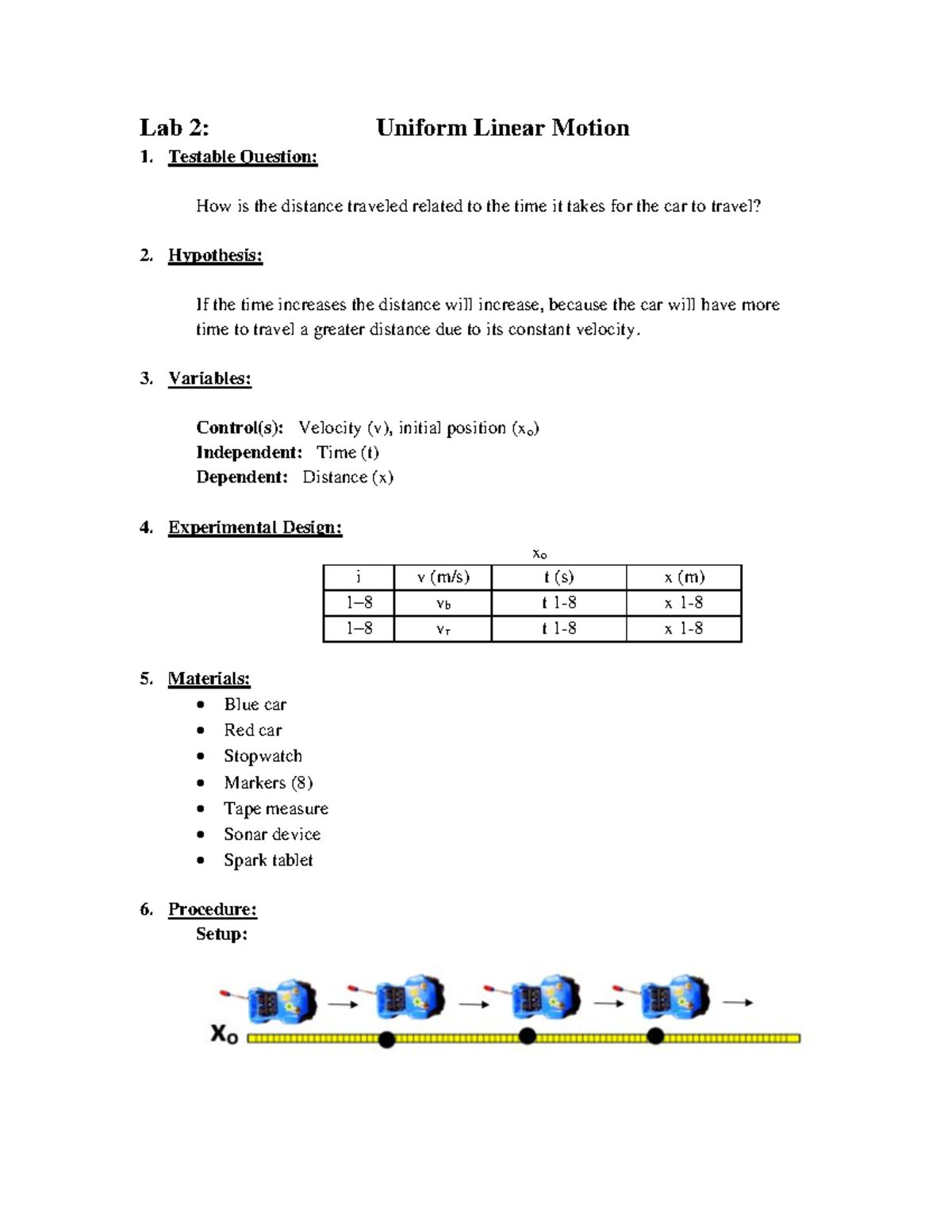 PHY111L Lab 2 Uniform linear motion Lab 2 Uniform Linear Motion