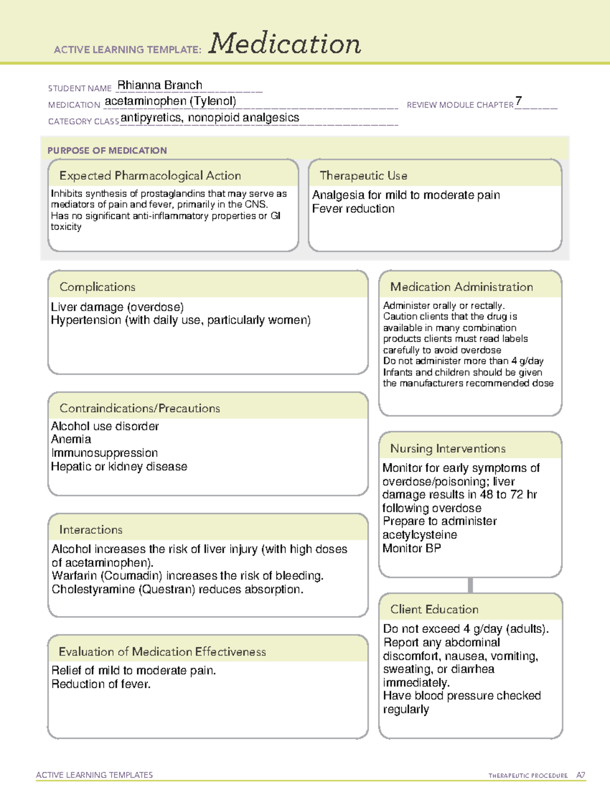 Drug card 3 - med surg - ACTIVE LEARNING TEMPLATES THERAPEUTIC ...