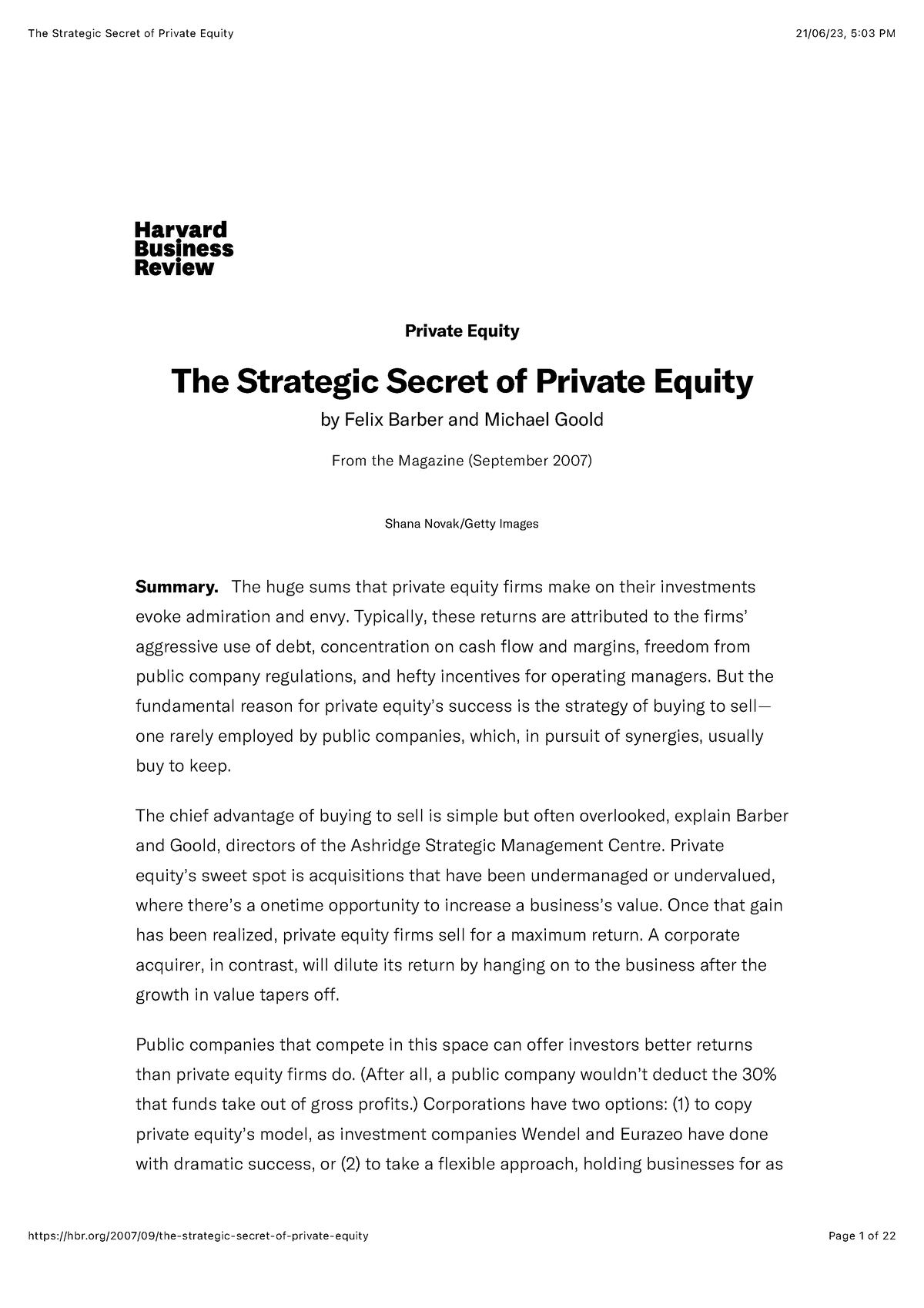 The Strategic Secret of Private Equity