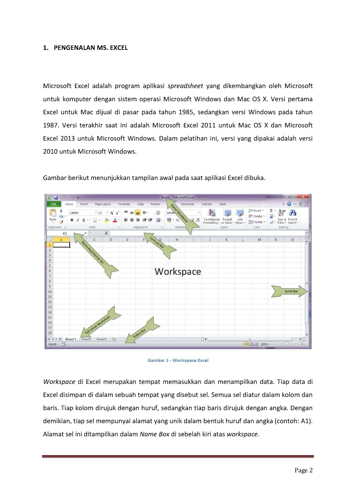 Materi Minggu 1-2 - Page 2 1. PENGENALAN MS. EXCEL Microsoft Excel ...