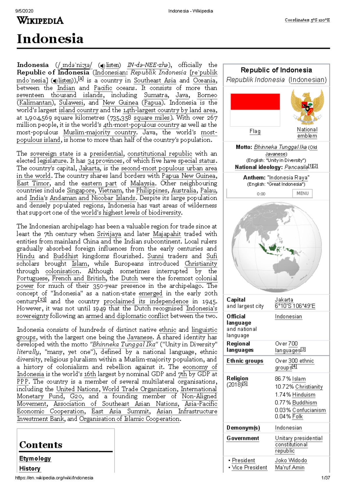 Indonesia - Profile. - Republic Of Indonesia Republik Indonesia ...