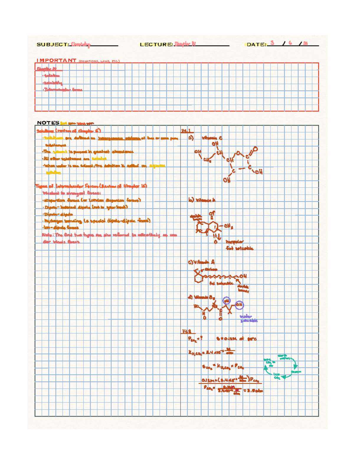 Chapter 14 Lecture Notes - NOTES IMPORTANT (equations, laws, etc ...