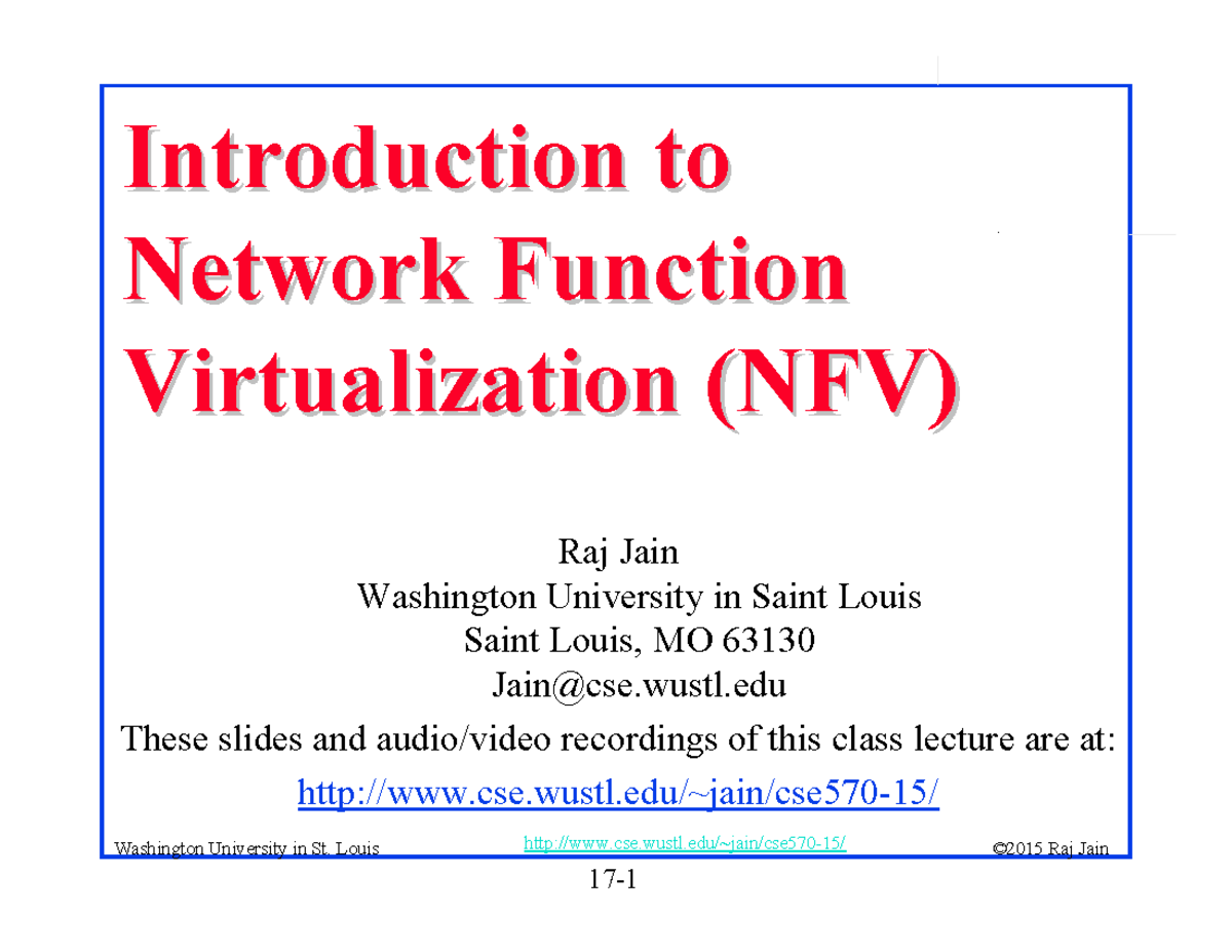 Network virtual function - Washington University in St. Louis cse.wustl ...