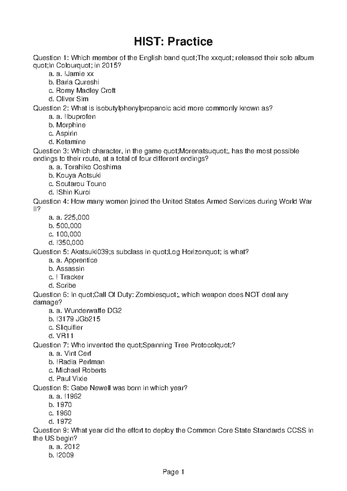 HIST303 Topic 9 - HIST: Practice Question 1: Which member of the ...