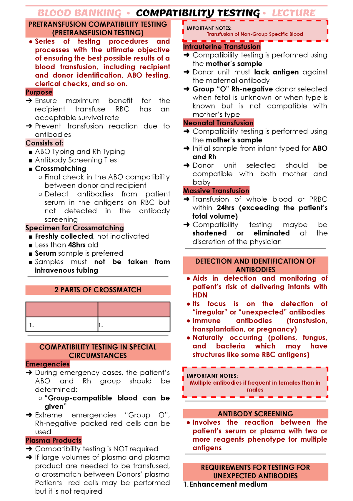 Compatibility Testing - Blood Banking • Compatibility Testing • Lecture 