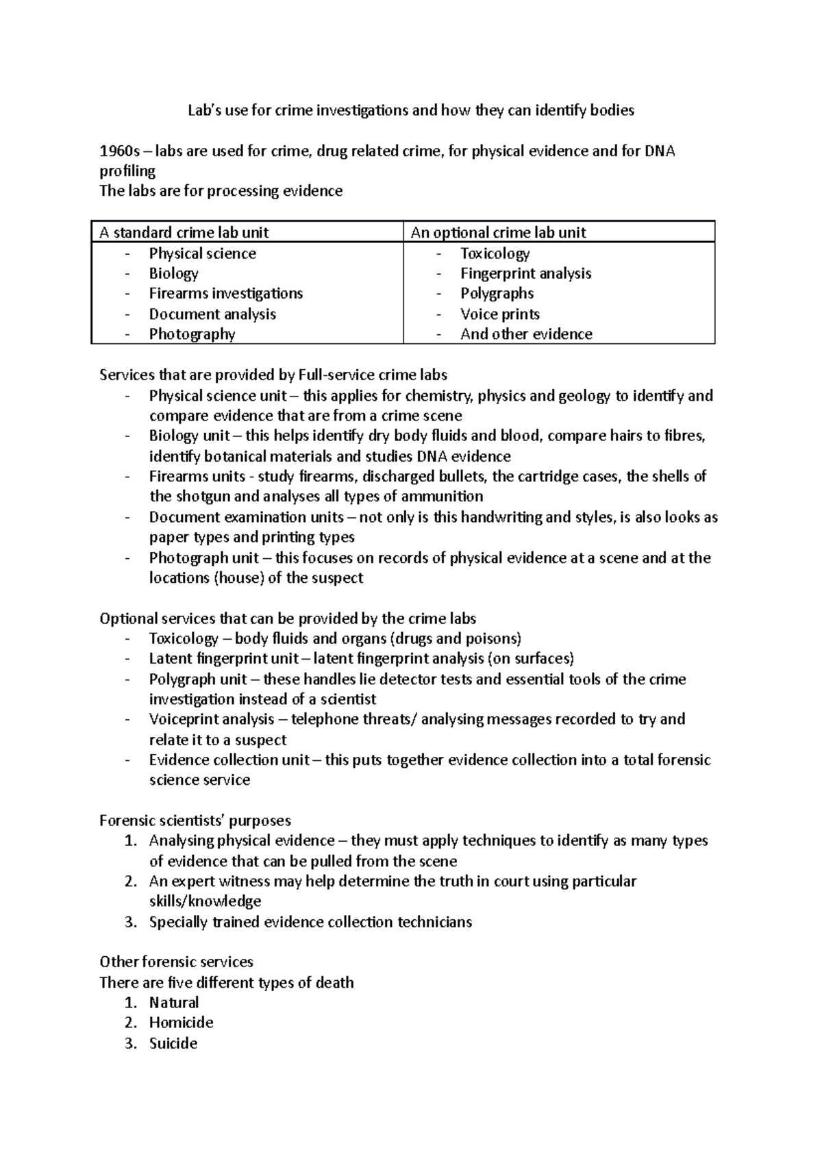 Labs - use and how to identify desceased bodies - Lab’s use for crime ...