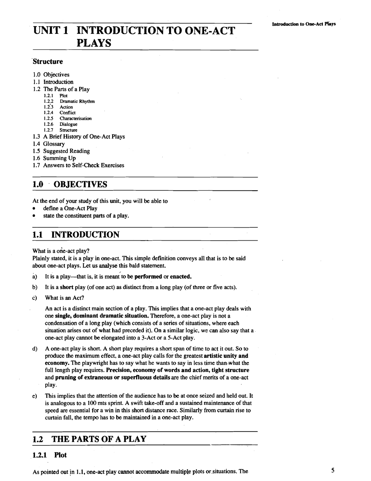 One act play elements One act play Introduction to OneAd Pbys UNIT