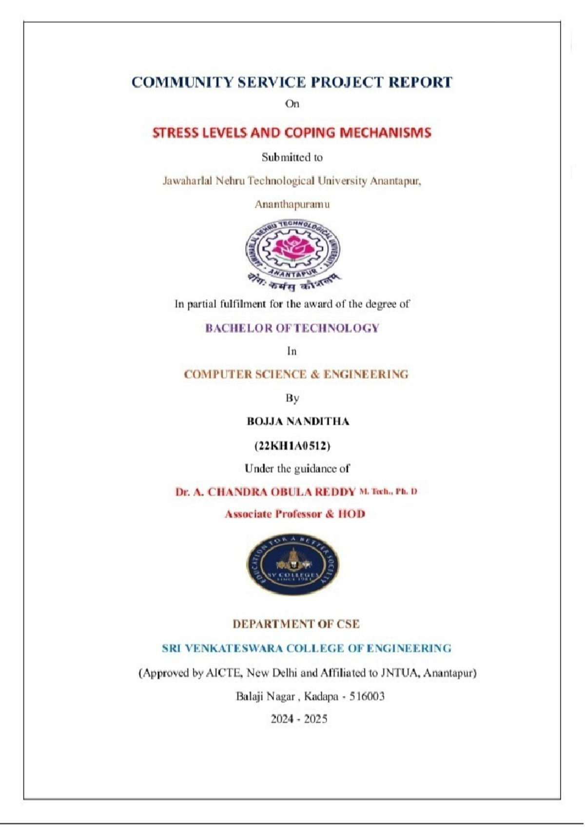 Imgtopdf 0310241801052 - COMMUNITY SERVICE PROJECT REPORT On STRESS ...