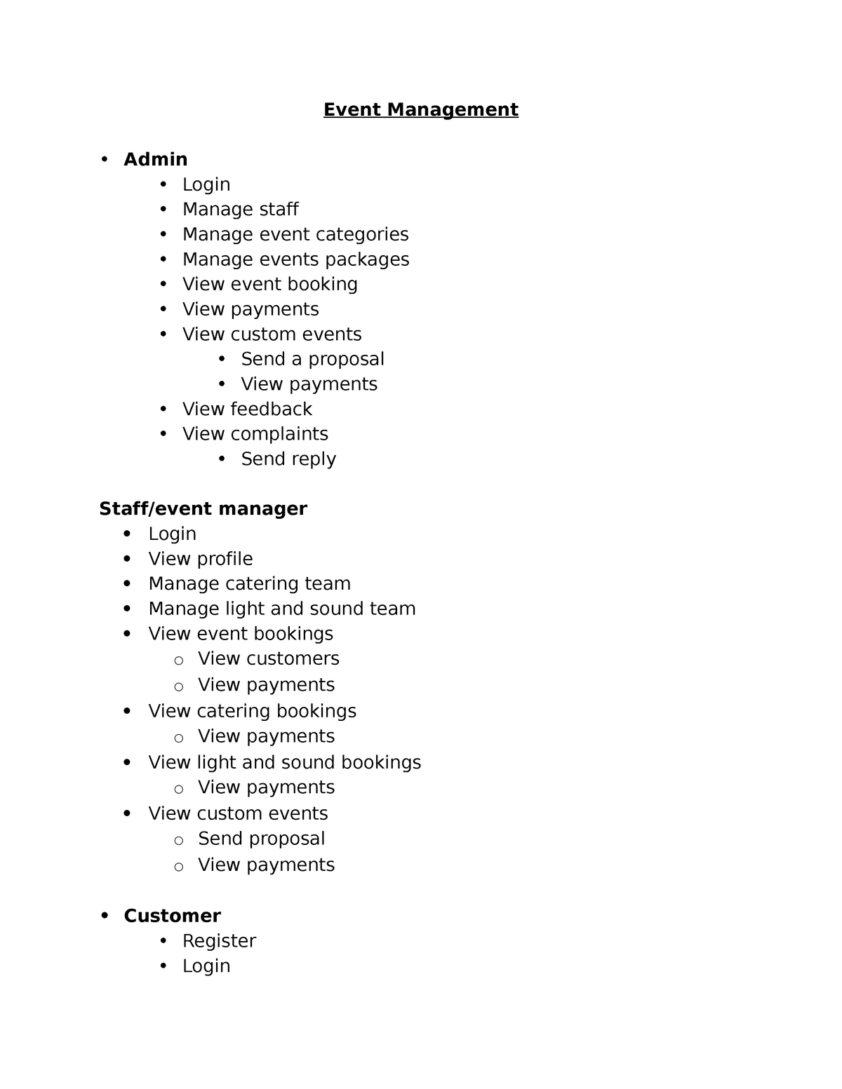 event management assignment