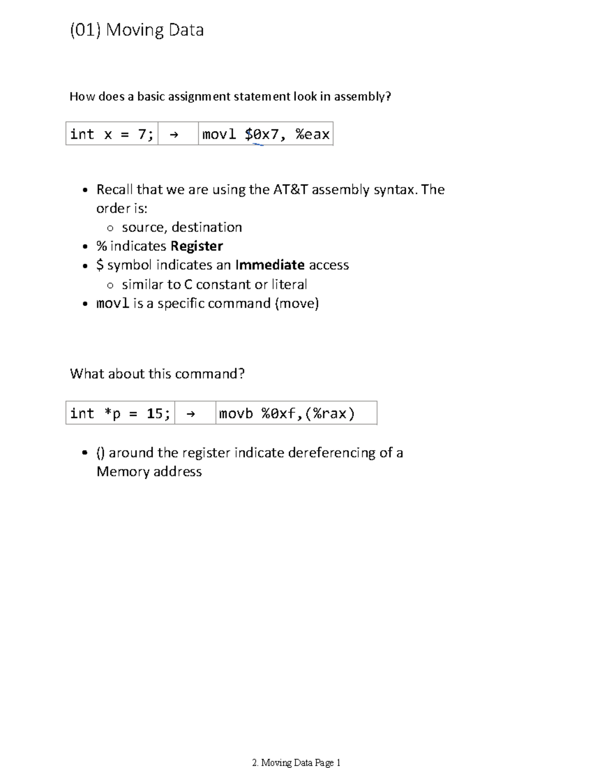 2. Moving Data - notes - How does a basic assignment statement look in ...