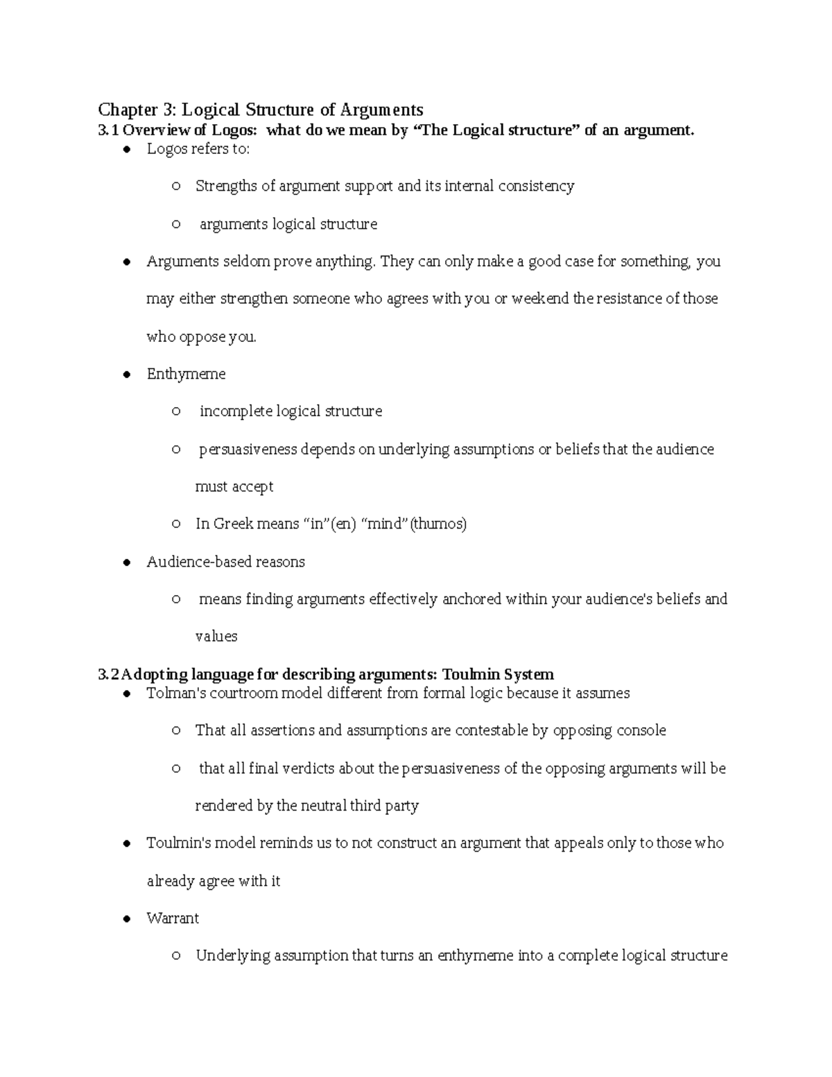 Chapter 3 Logical Structure of Arguments - Chapter 3: Logical Structure ...