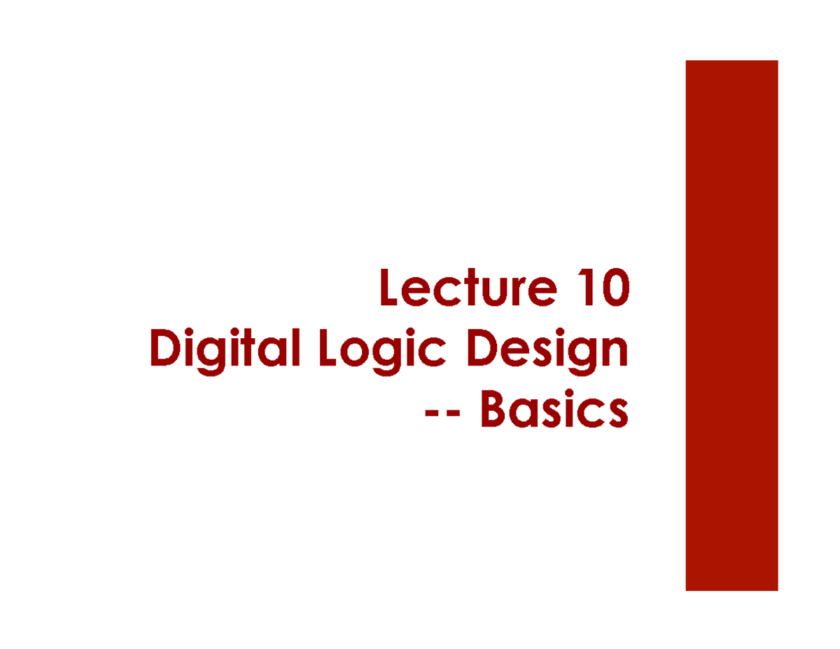 Boolean Algebra and Logic gates - Lecture 10 Digital Logic Design ...