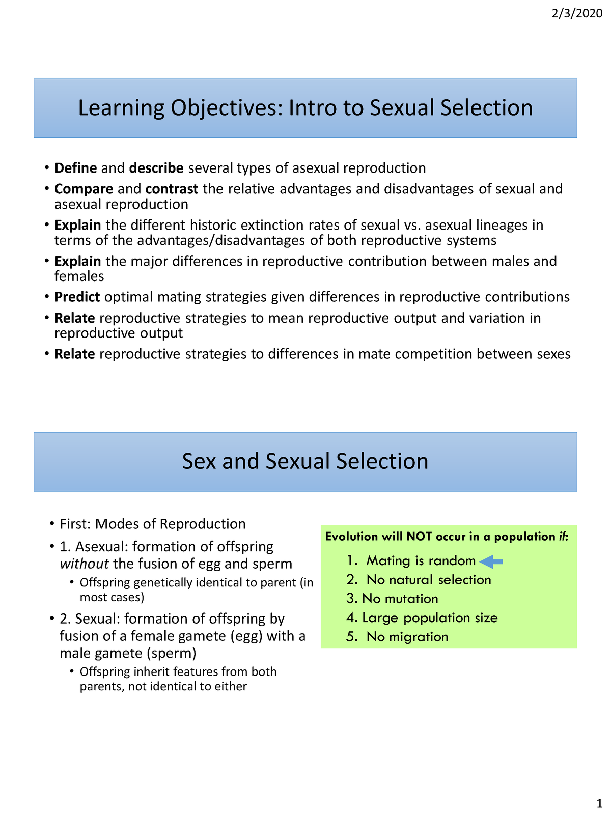 8 Intro To Sexual Selection Learning Objectives Intro To Sexual Selection Define And 