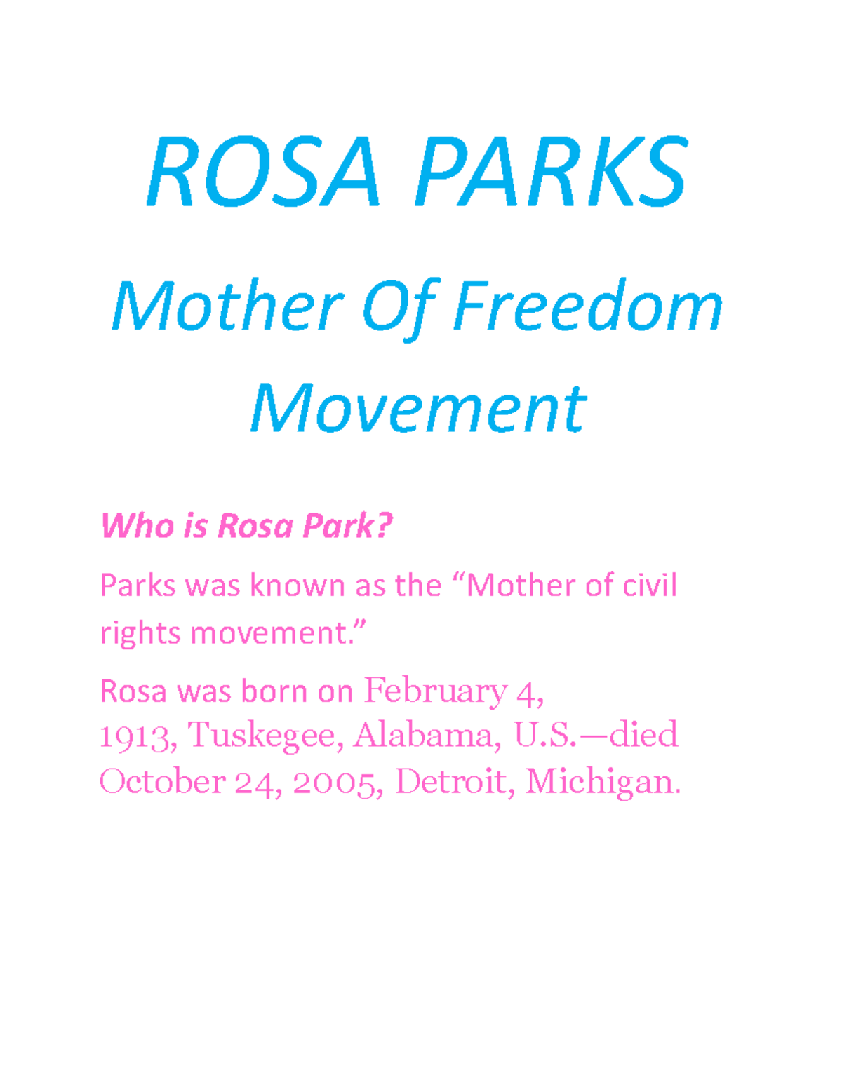 Rosa parks shared information isbn international standard book