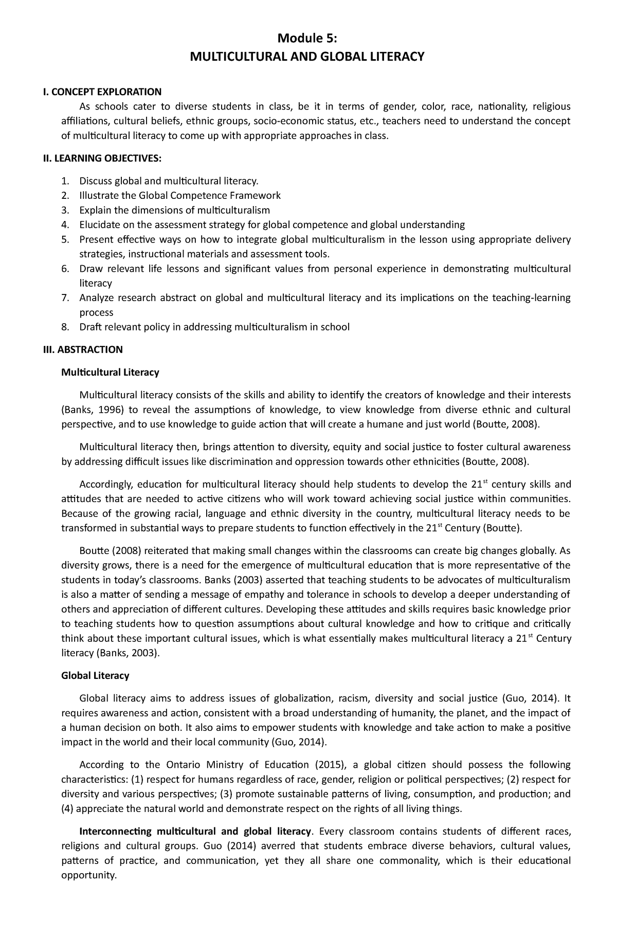 Module-5 - Module - Module 5: MULTICULTURAL AND GLOBAL LITERACY I ...