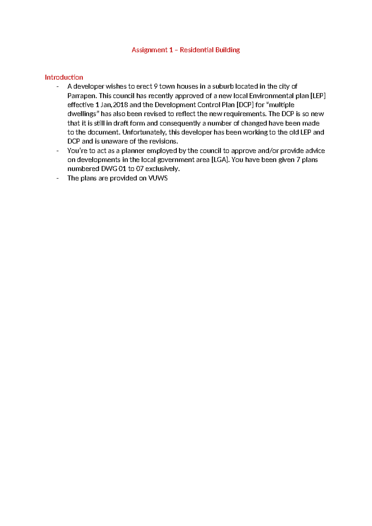 Assignment 1 - Residental Building - Assignment 1 – Residential ...